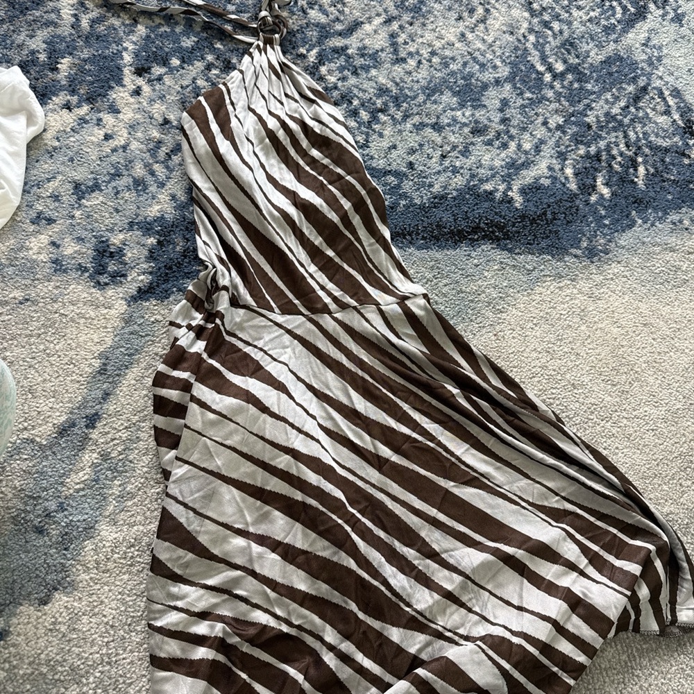 Miss Sixty Brown and White Zebra Print Dress